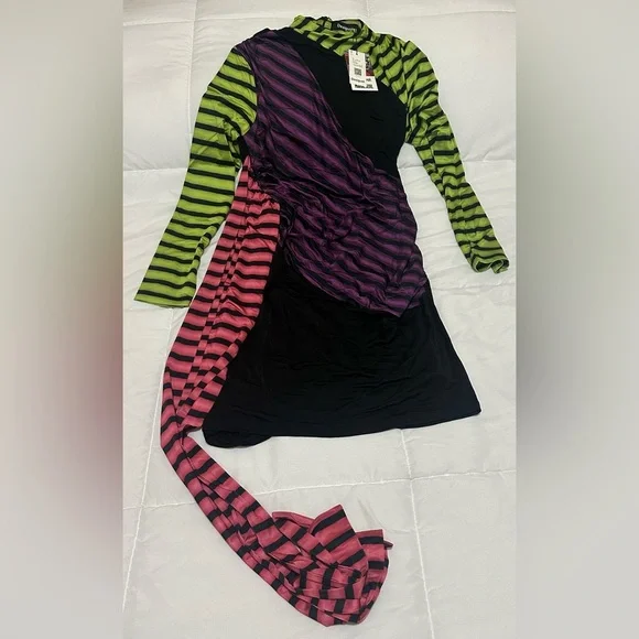 NWT Desigual Maria Escote Dress in Black, Green, Pink and Purple Size Large - Picture 4 of 6